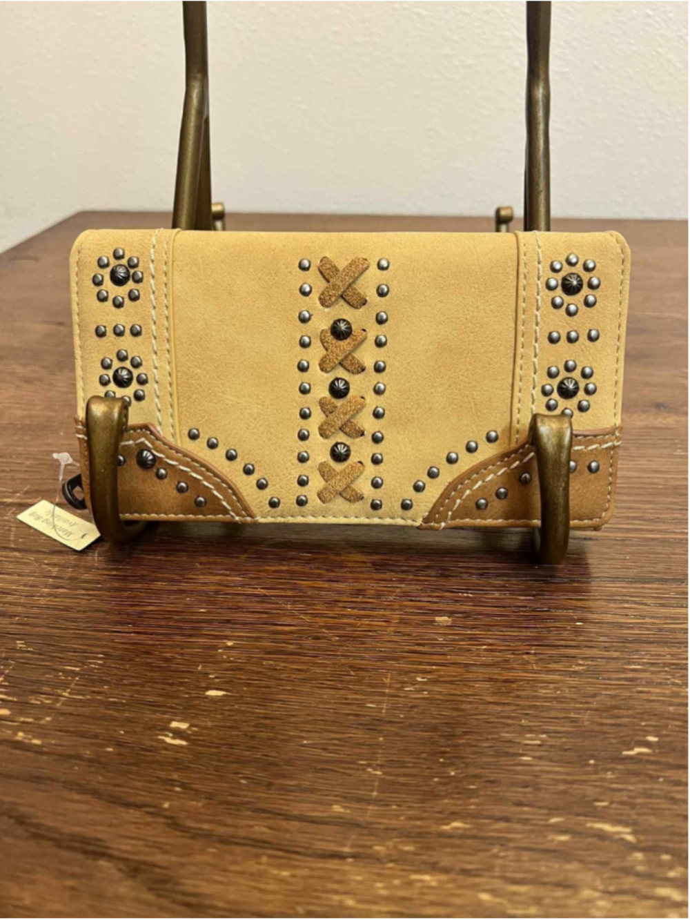 Montana West Wallet NWT Tan Studded Western Style Concho Faux Leather Clutch